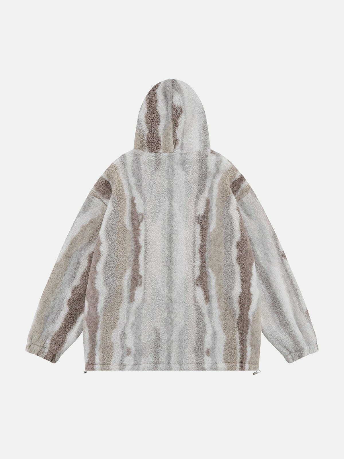 Zebra Print Sherpa Hooded Coat - Y2K Aesthetic Winter Fashion, Grunge Style, Cozy Layering