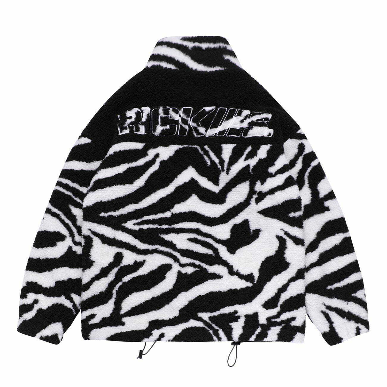 Zebra Print Y2K Sherpa Jacket - Trendy Grunge Outerwear for 2000s Fashion Lovers